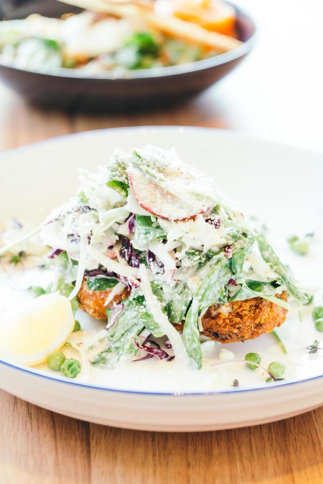 Fried chicken with vegetable photo