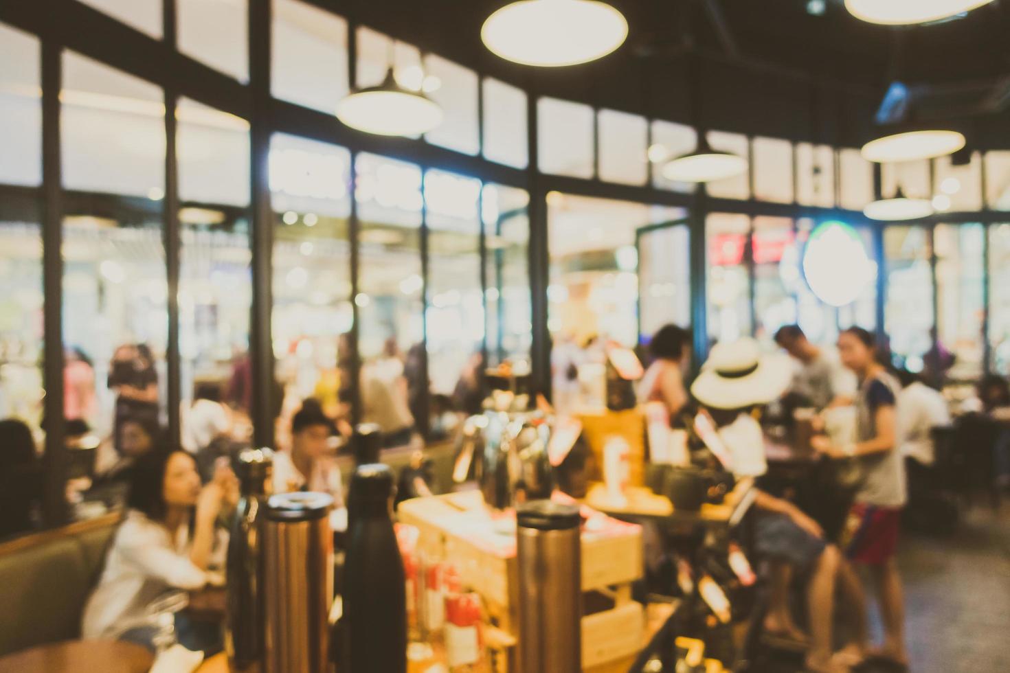 Abstract blur and defocused coffee shop cafe and restaurant interior photo