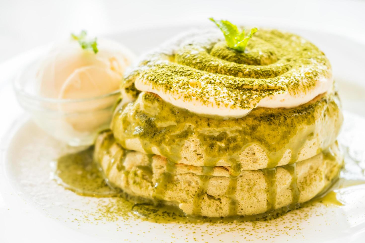 Green tea matcha pancakes photo