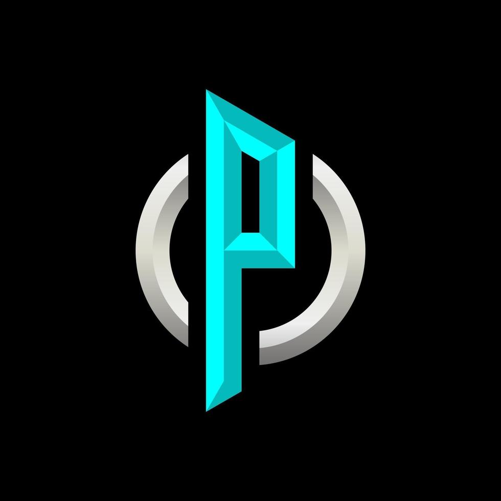 Initial P Gaming eSport Logo Design Modern Template vector