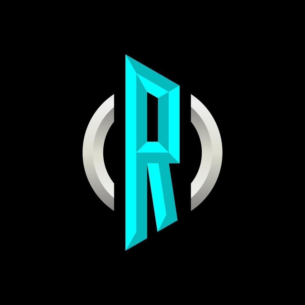 Initial R Gaming eSport Logo Design Modern Template vector