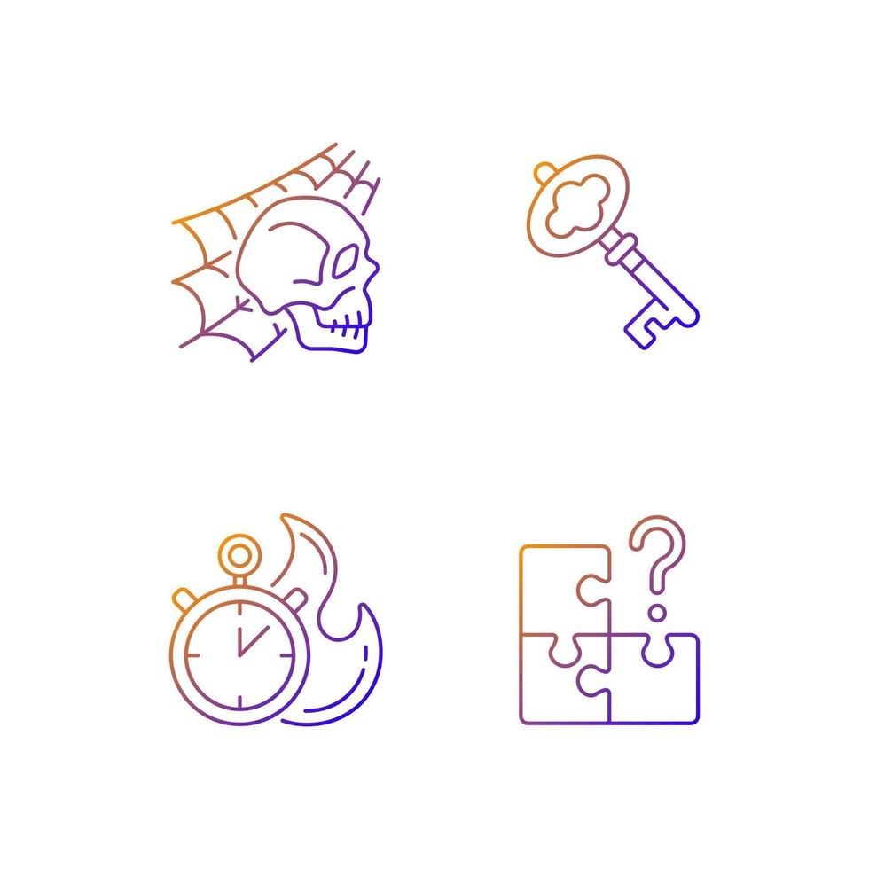 Quest room gradient linear vector icons set