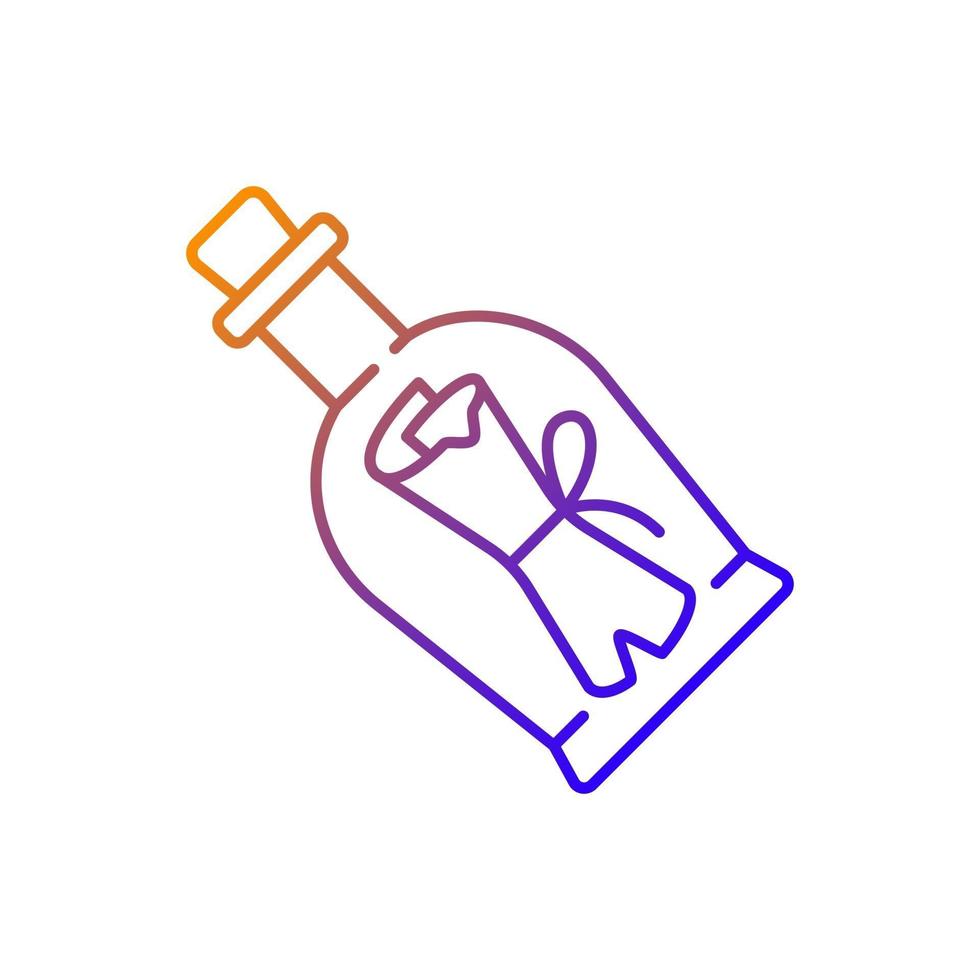 Message in bottle gradient linear vector icon