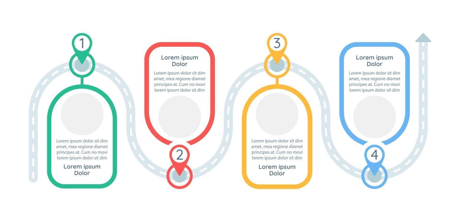 Plantilla de infografía de vector de plan de resolución de problemas. elementos de diseño de presentación de estrategia con espacio de texto. visualización de datos con 4 pasos. gráfico de la línea de tiempo del proceso. diseño de flujo de trabajo con copyspace