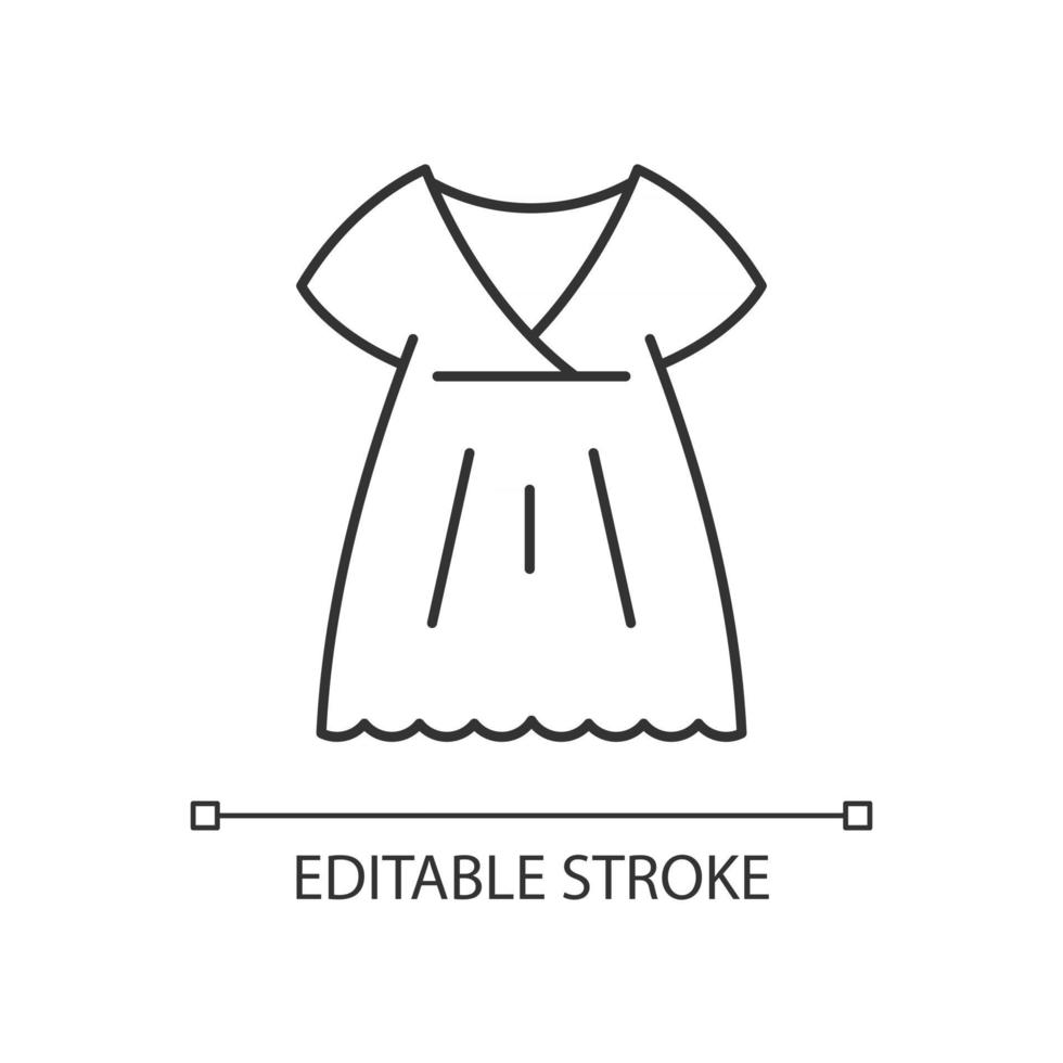 icono lineal de camisón. vestido largo. ropa de mujer de lujo. atuendo para niñas. ropa de seda. Ilustración personalizable de línea fina. símbolo de contorno. dibujo de contorno aislado vectorial. trazo editable vector