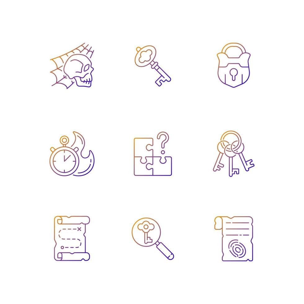 Quest gradient linear vector icons set