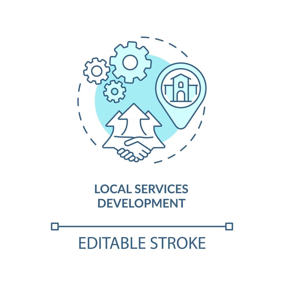 Local services development concept icon. Community change strategy abstract idea thin line illustration. Housing sector management. Vector isolated outline color drawing. Editable stroke