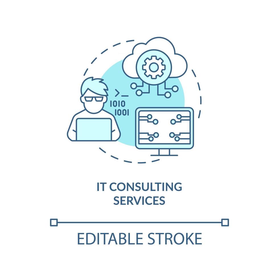 IT consulting services concept icon. Community development abstract idea thin line illustration. Digital transformation strategy. Vector isolated outline color drawing. Editable stroke