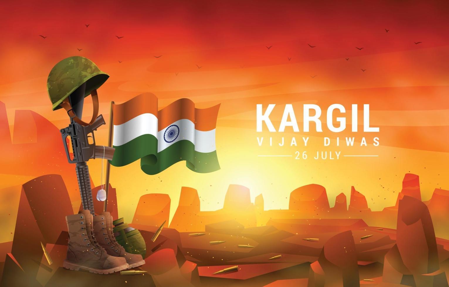 Kargil Vijay Diwas Tribute to India Heroes Concept vector