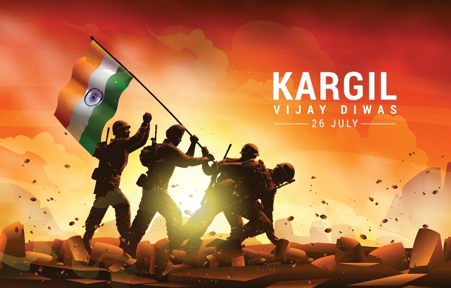 Kargil Vijay Diwas Monument Statue Concept vector