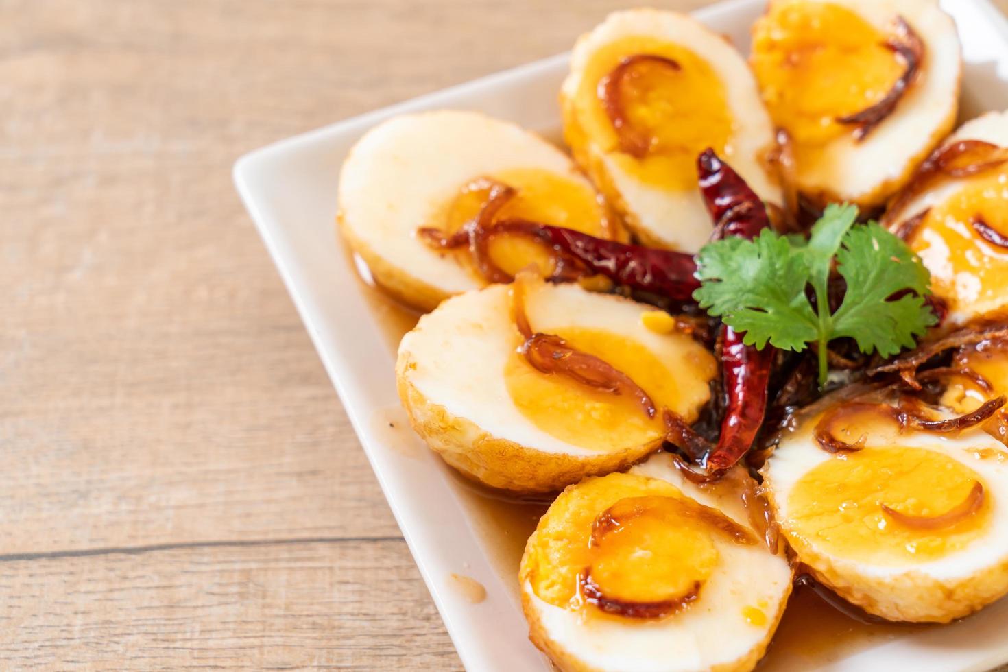 Fried Boiled Egg with Tamarind Sauce photo