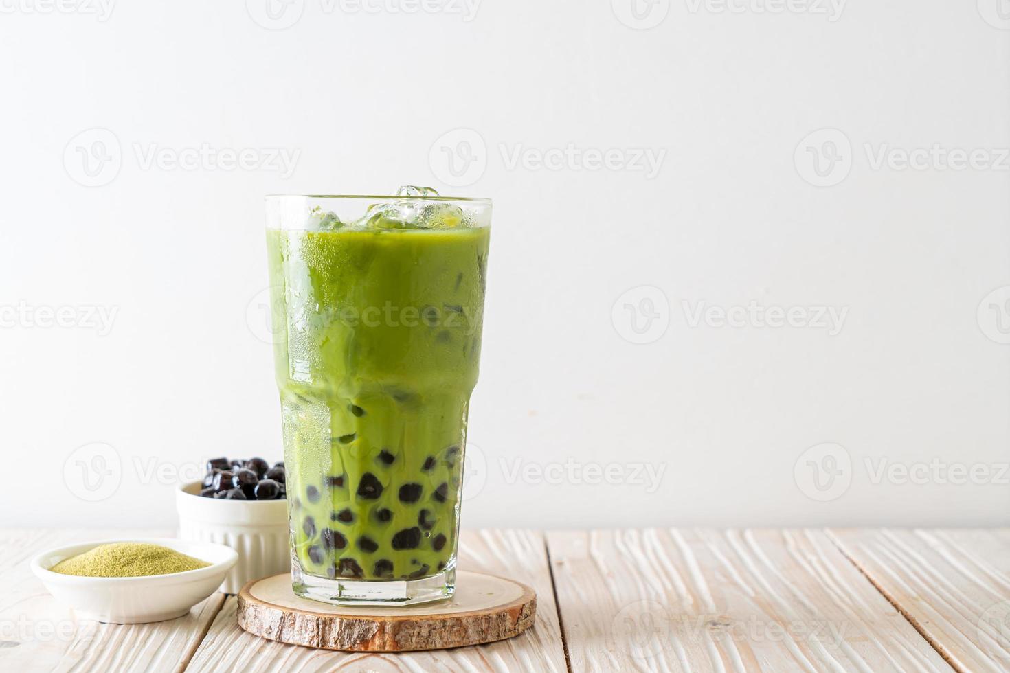 Matcha green tea latte with bubble photo