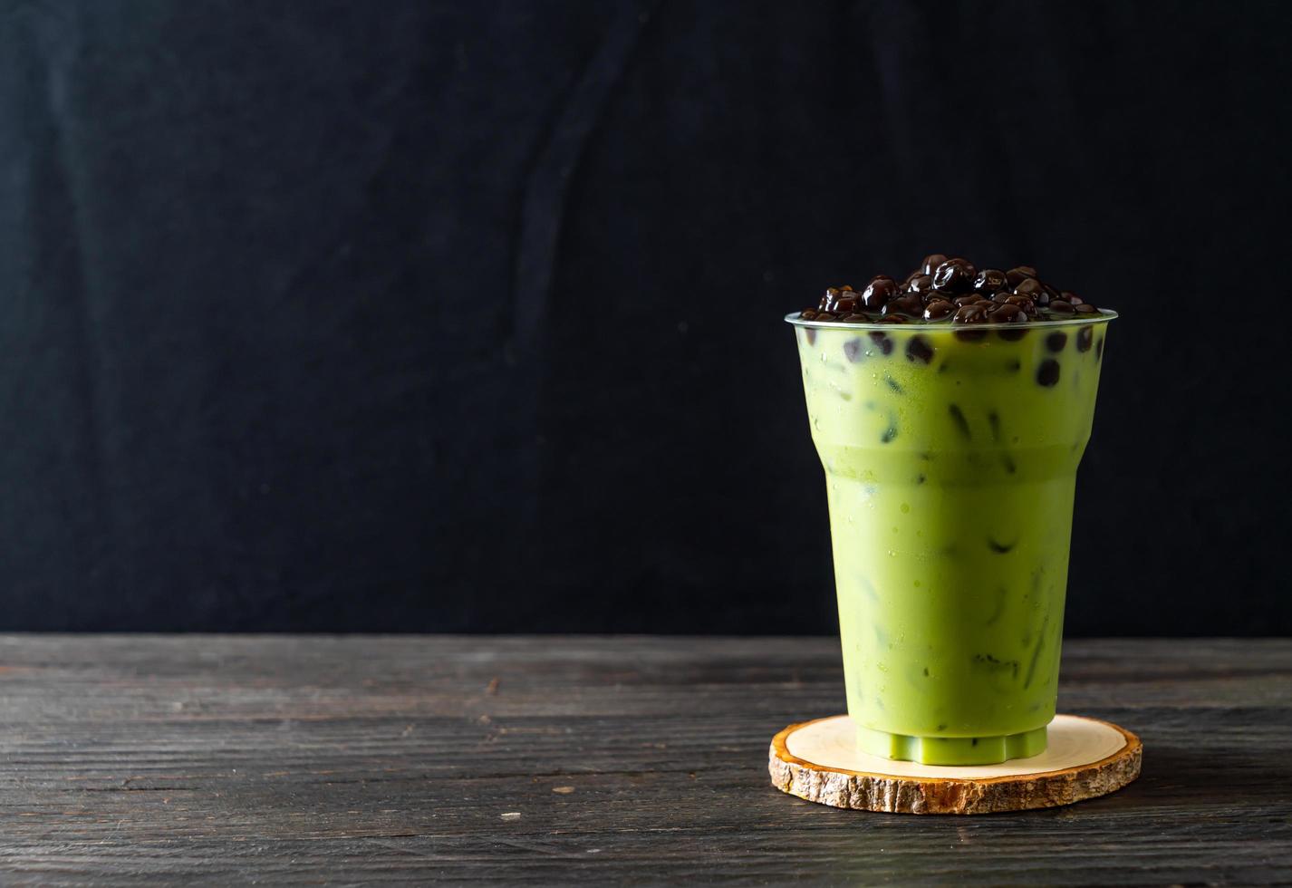 Matcha green tea latte with bubble photo