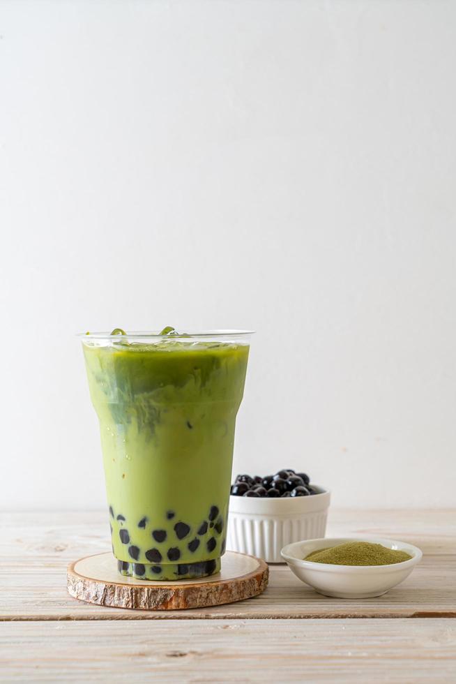 Matcha green tea latte with bubble photo