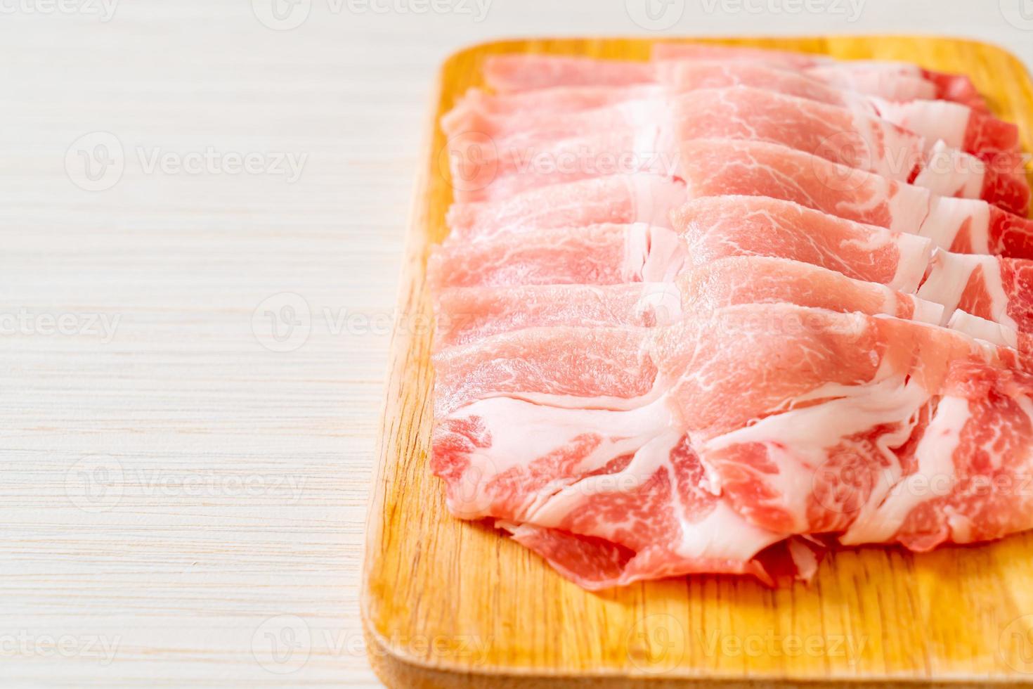 Fresh raw pork sirloin sliced photo