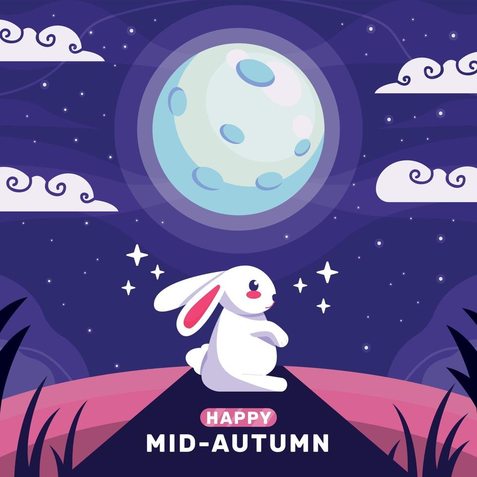 Mid Autumn Concept with Cute Rabbit vector