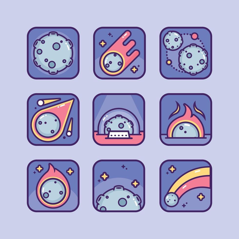 Set of Meteor Icon vector