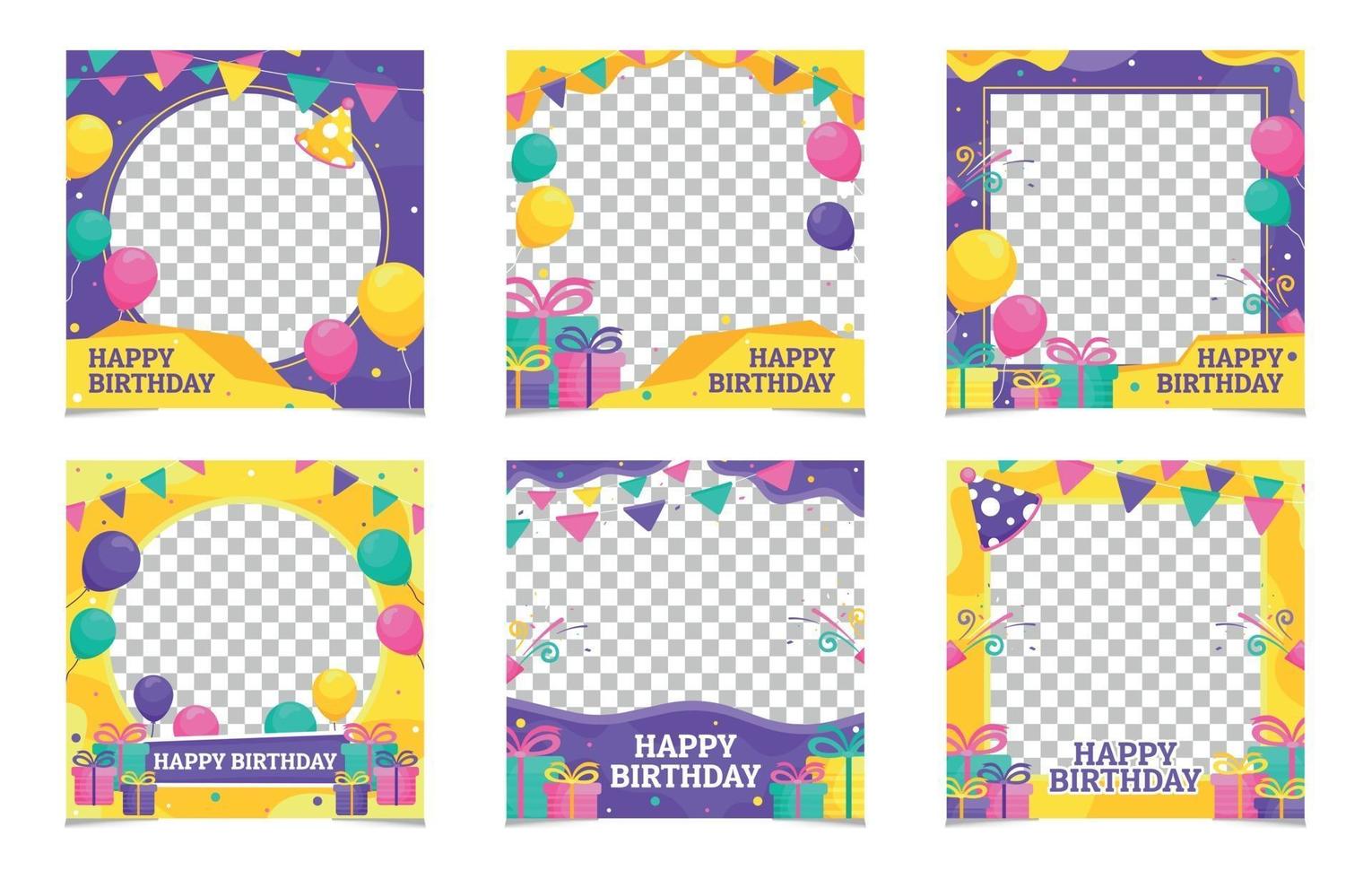 Set of Birthday Frame Twitbon Template vector