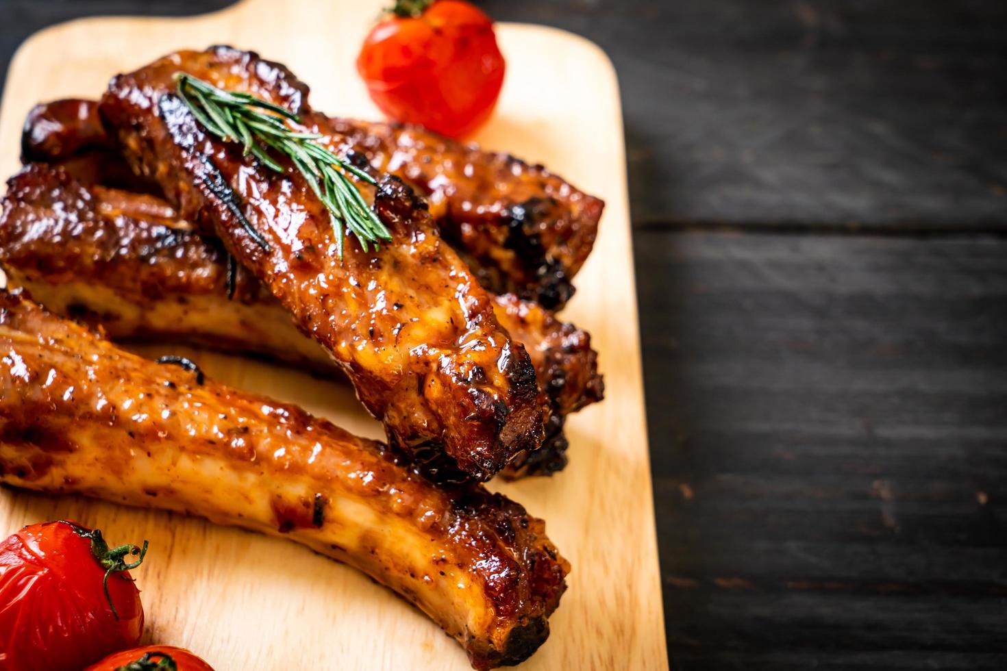 Grilled and barbecue ribs pork photo