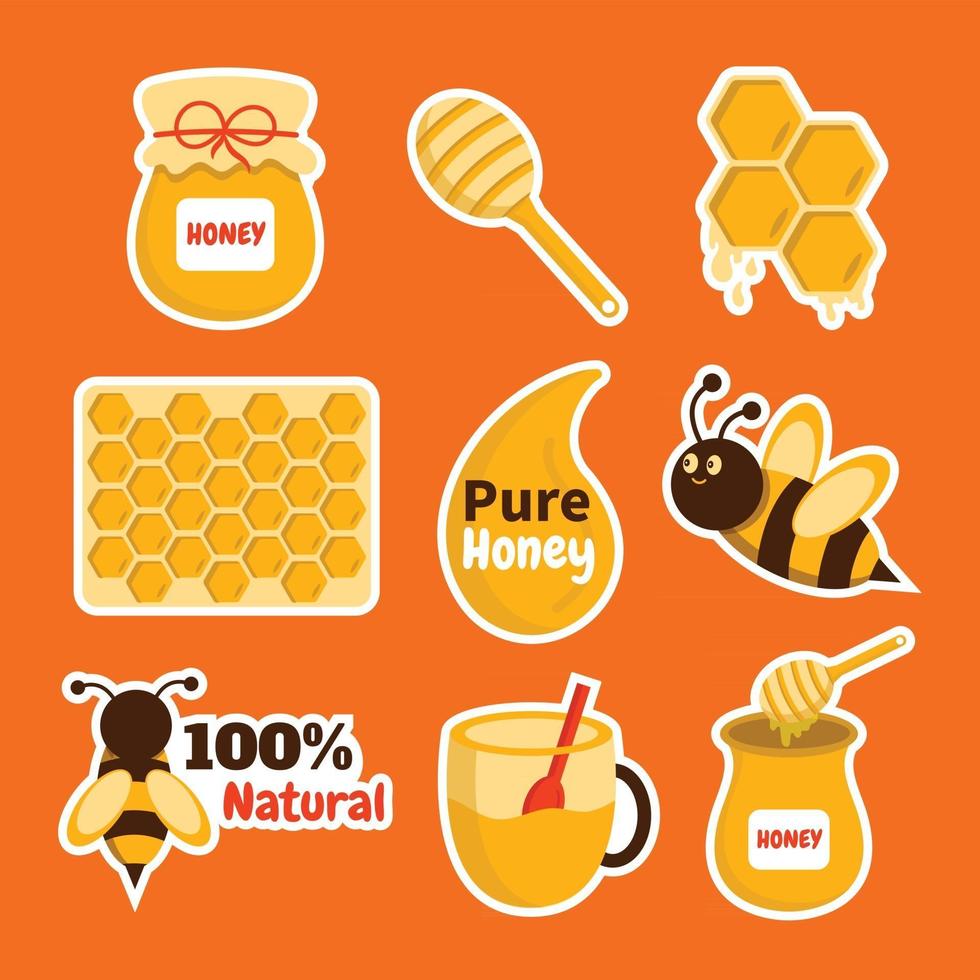 Honey Sticker Template set vector