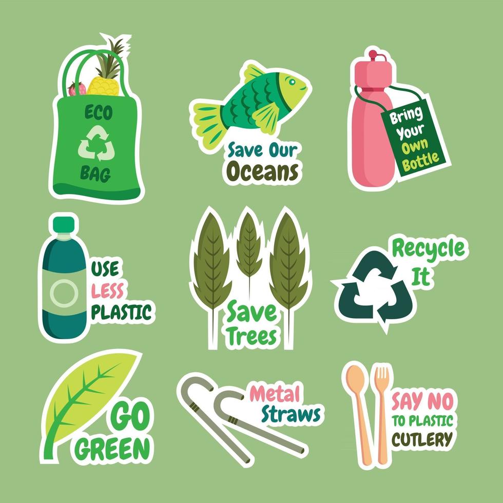 No Plastic Sticker Template Set vector