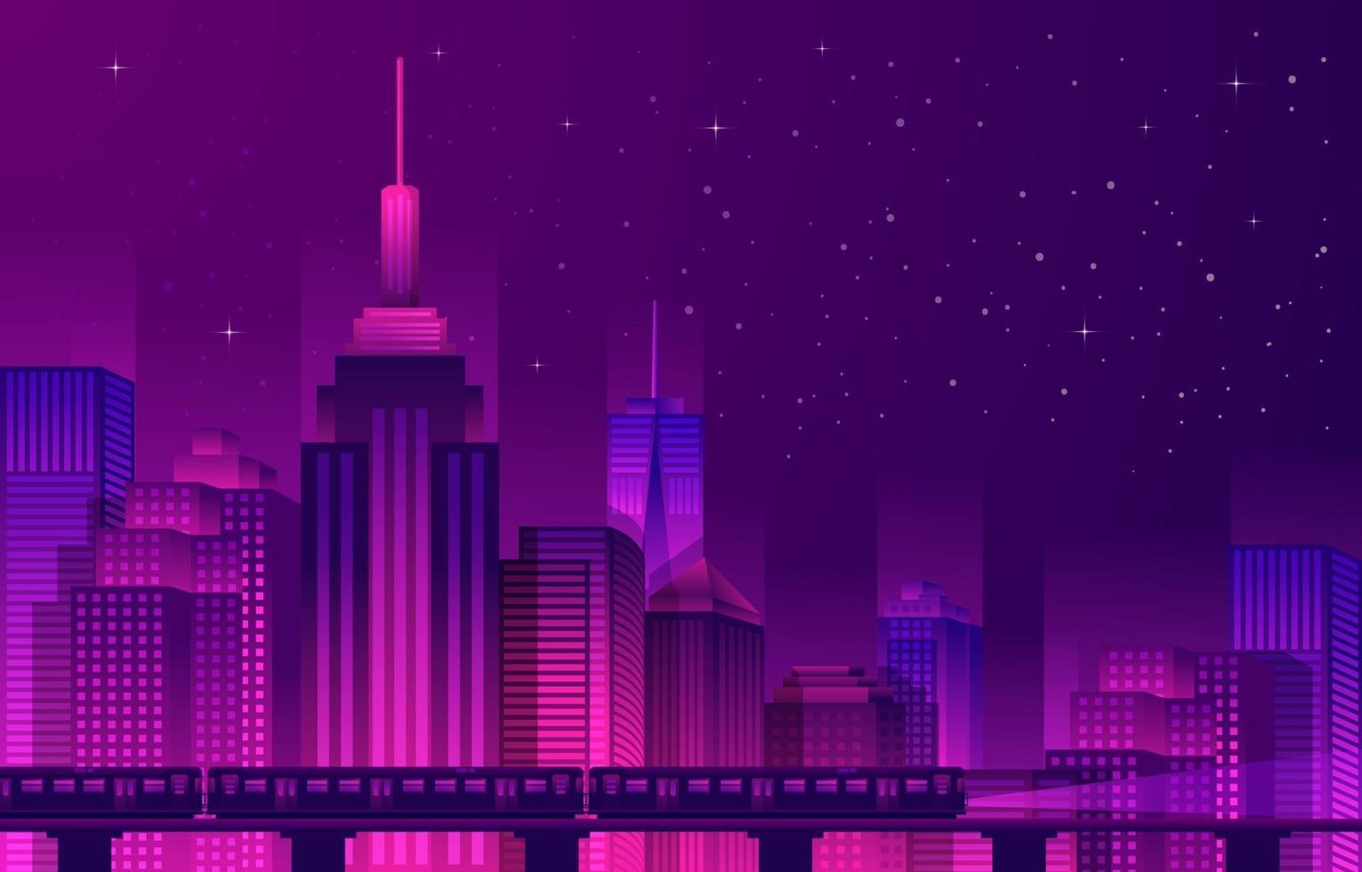 City Night with Train vector