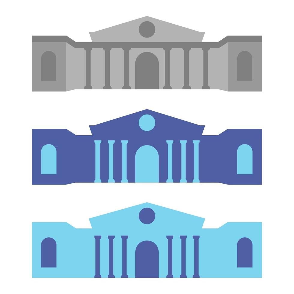 Museum or bank building icon. City architecture, public government building. Art museum symbol. Blue icon illustration. Vector illustration isolated