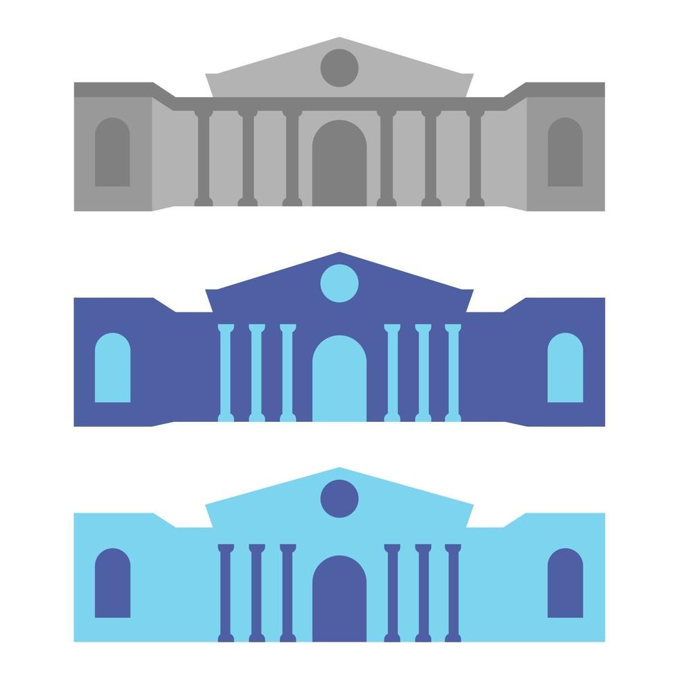 icono de edificio de museo o banco. arquitectura de la ciudad, edificio del gobierno público. símbolo del museo de arte. Ilustración del icono azul. ilustración vectorial aislado vector