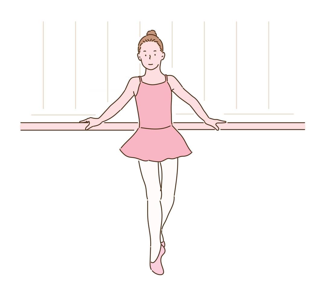 lindo personaje de bailarina. ilustraciones de diseño de vectores de estilo dibujado a mano.