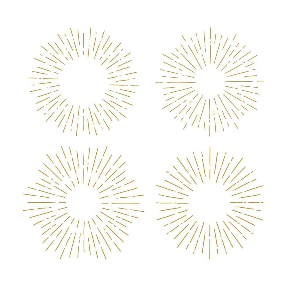 Set of Vintage Sunbursts in Different Shapes. Hipster Hand Drawn Retro Bursting Rays Design Elements. vector