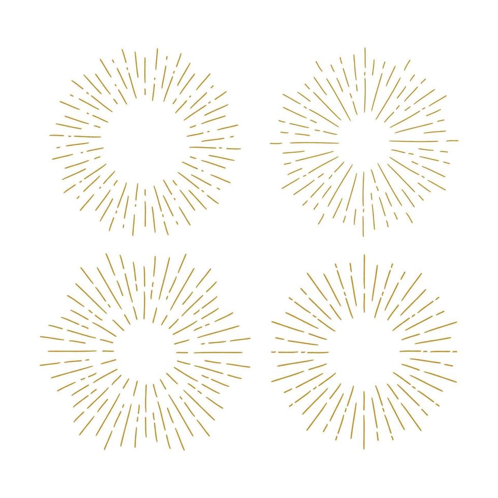 Set of Vintage Sunbursts in Different Shapes. Hipster Hand Drawn Retro Bursting Rays Design Elements. vector