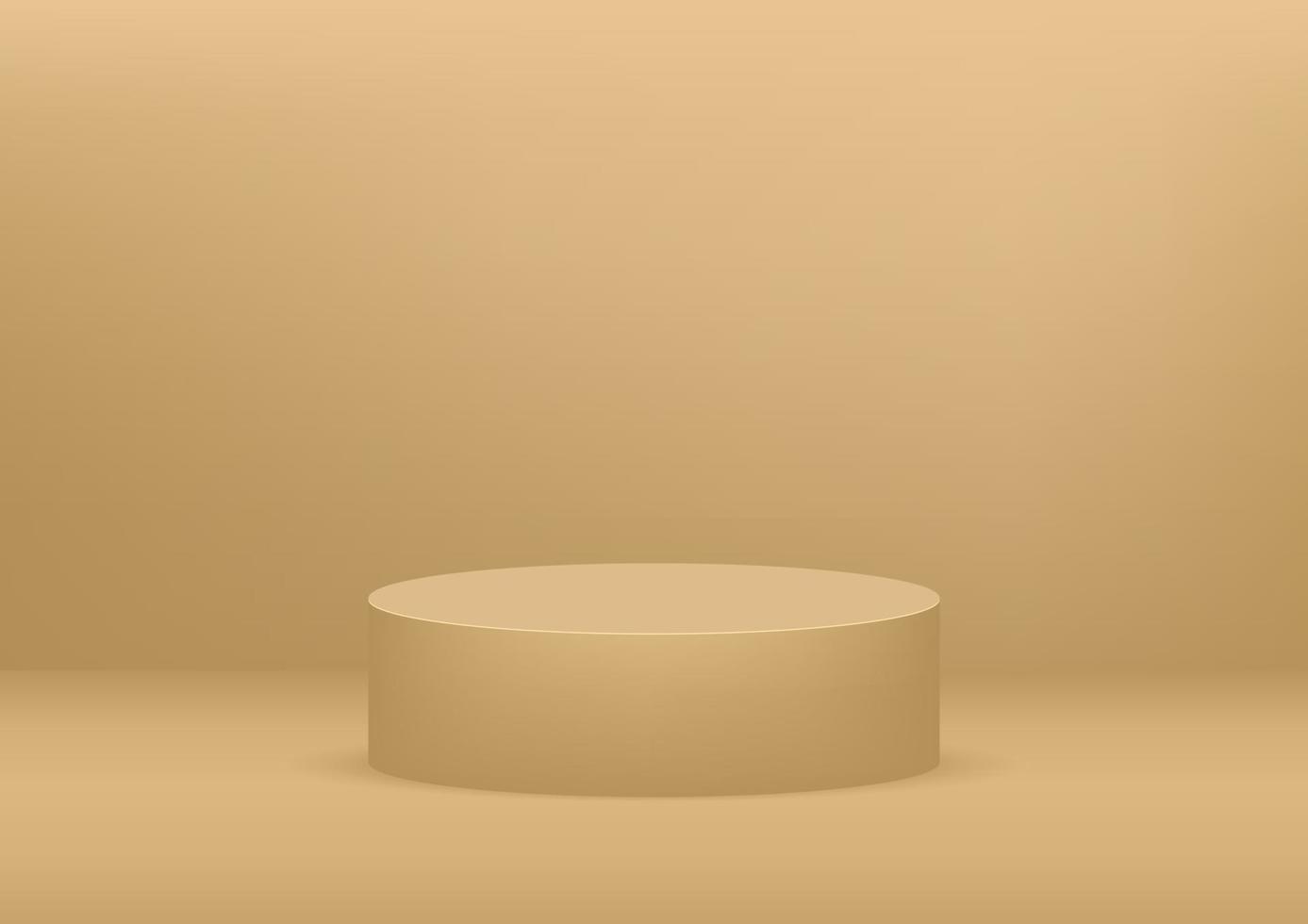 Empty podium studio matte gold background for product display with copy space. Showroom shoot render. Banner background for advertise product. vector