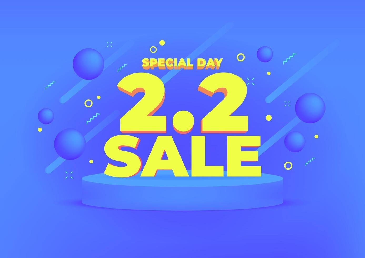 2.2 Shopping day sale banner background. 2.2 Crazy sales online. vector