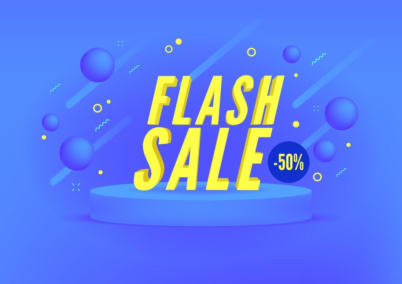 Venta flash, diseño de banner de venta de compras en línea. vector