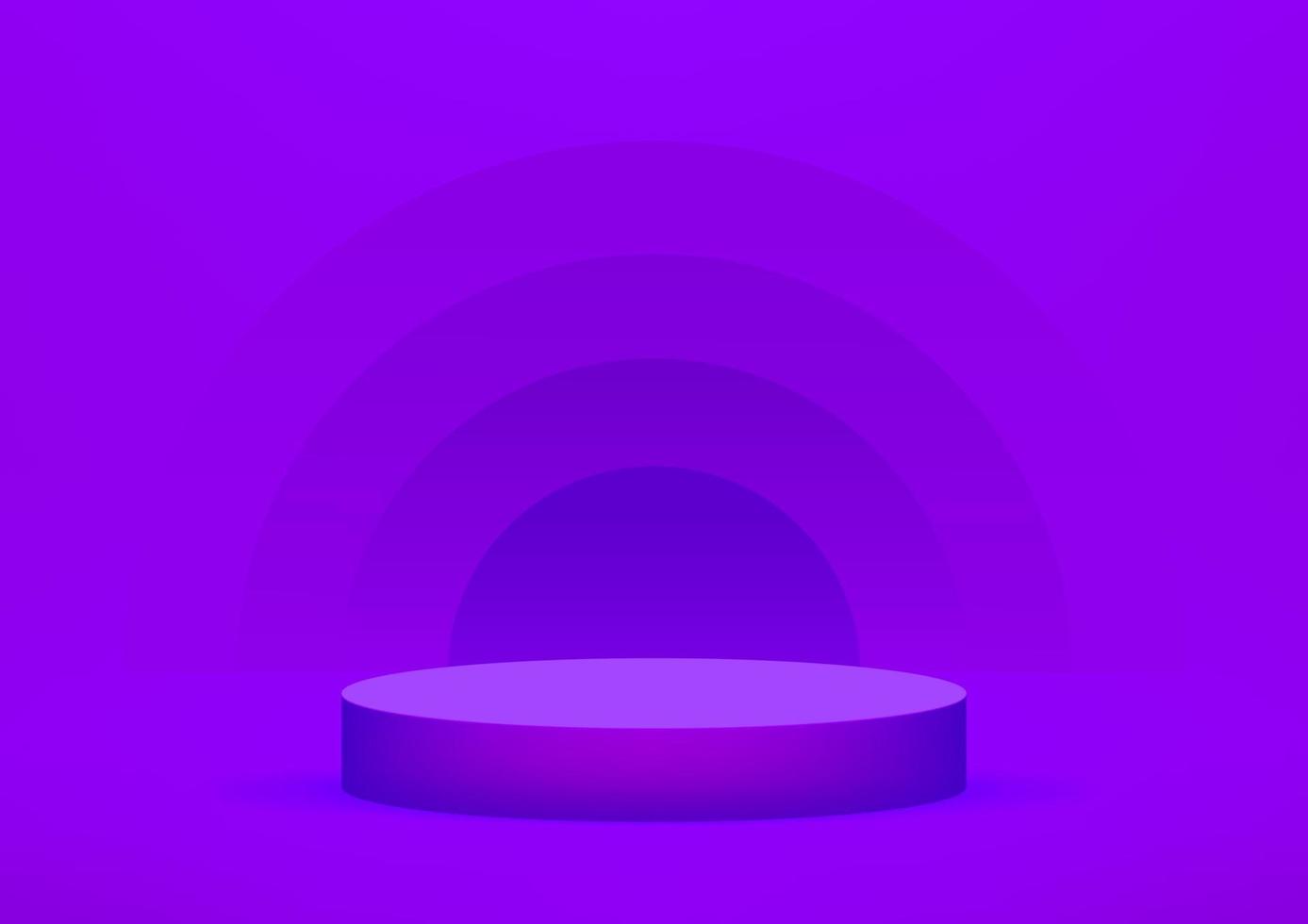 Empty podium studio violet background for product display with copy space. Showroom shoot render. Banner background for advertise product. vector