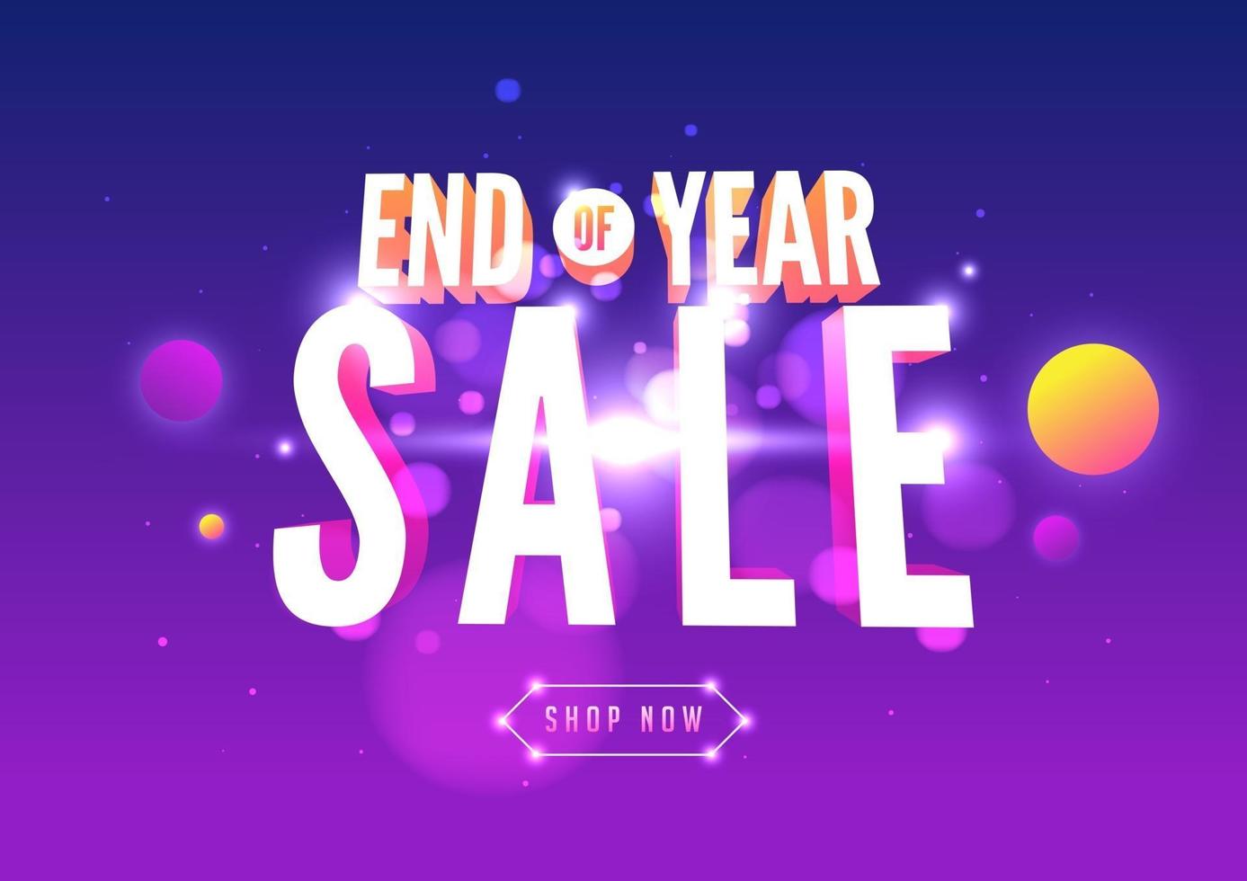 Online Shopping sale banner template design. End of year sale on futuristic space background. vector