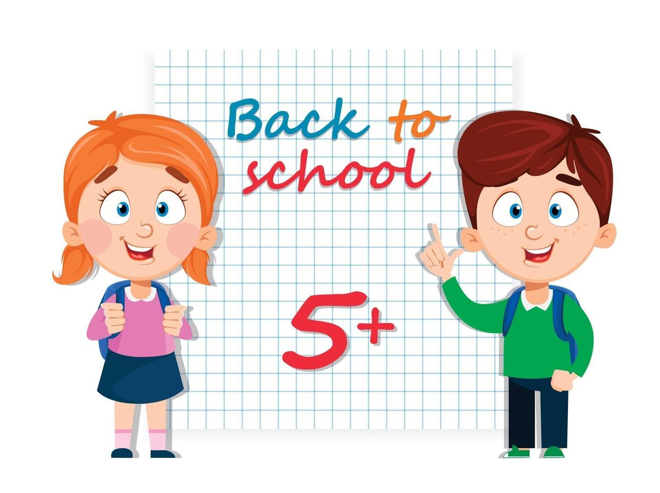 Cute girl and boy with backpacks vector