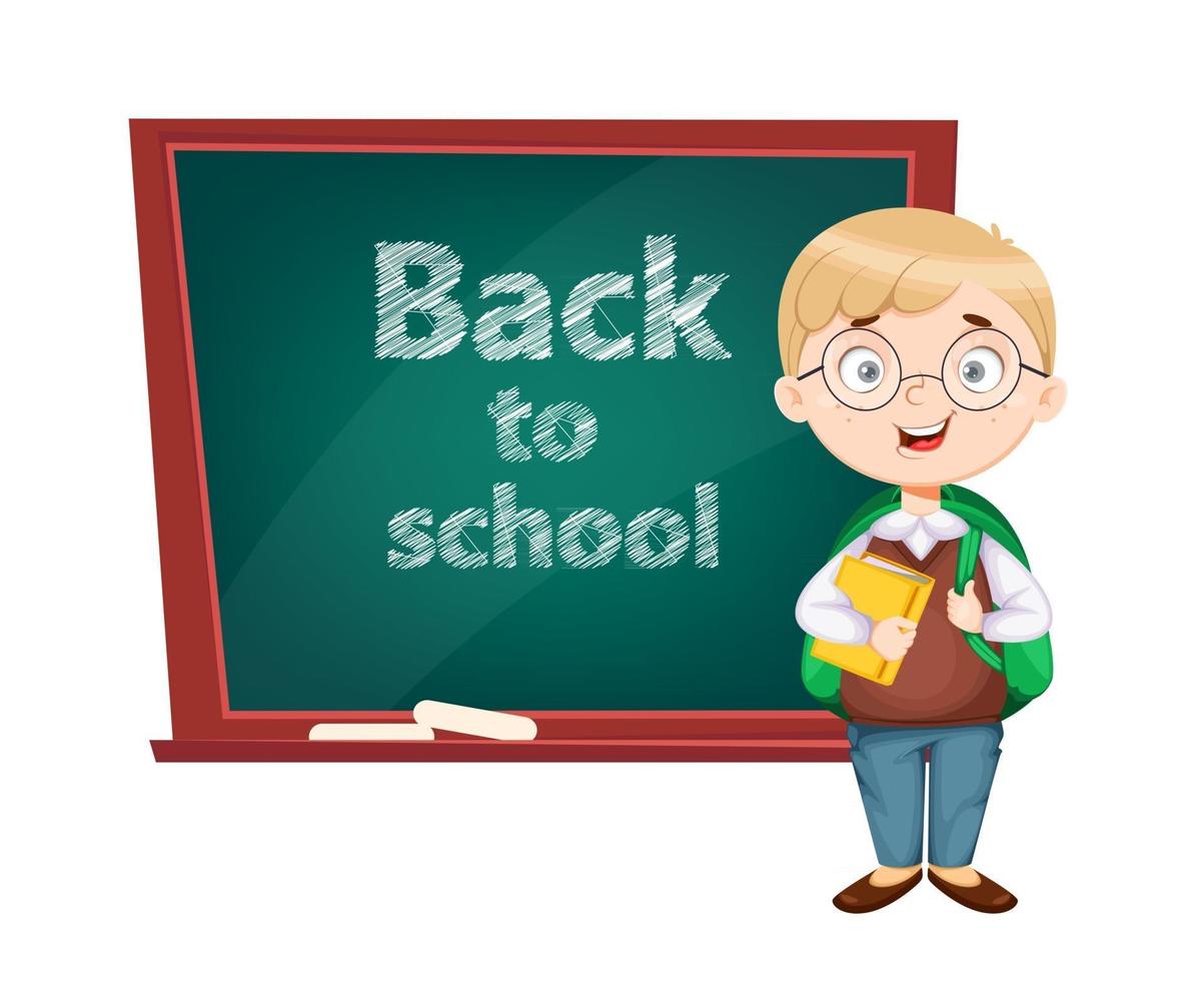 Back to school. Cute schoolboy vector