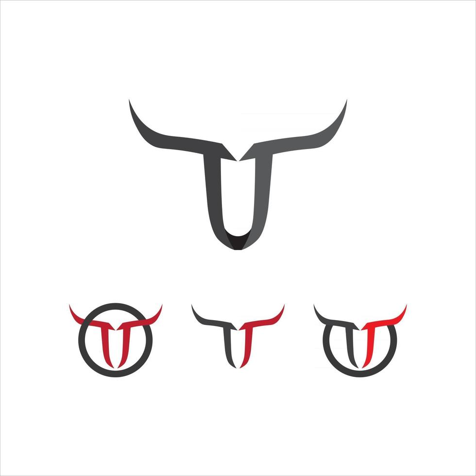 Aplicación de iconos de plantilla de logotipo y símbolos de cuerno de toro y cabeza de vaca vector