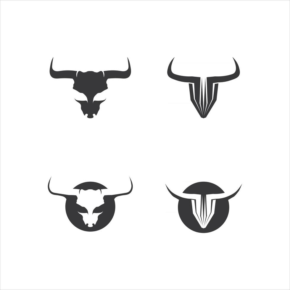 Aplicación de iconos de plantilla de logotipo y símbolos de cuerno de toro y cabeza de vaca vector