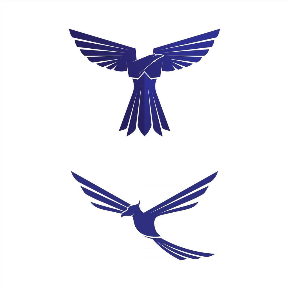 Falcon and eagle logo set Logo animal wing  Template vector
