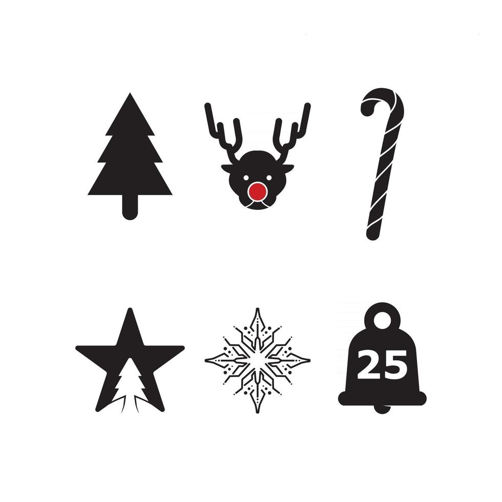 conjunto de iconos vector exry icono de navidad árbol ilustración vectorial y diseño de logotipo