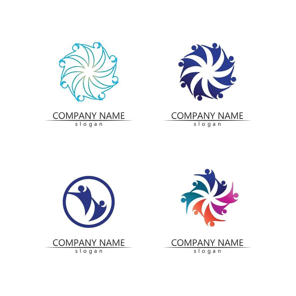 vector de grupo de trabajo de icono de personas y logotipo de diseño de conjunto de comunidad para negocios