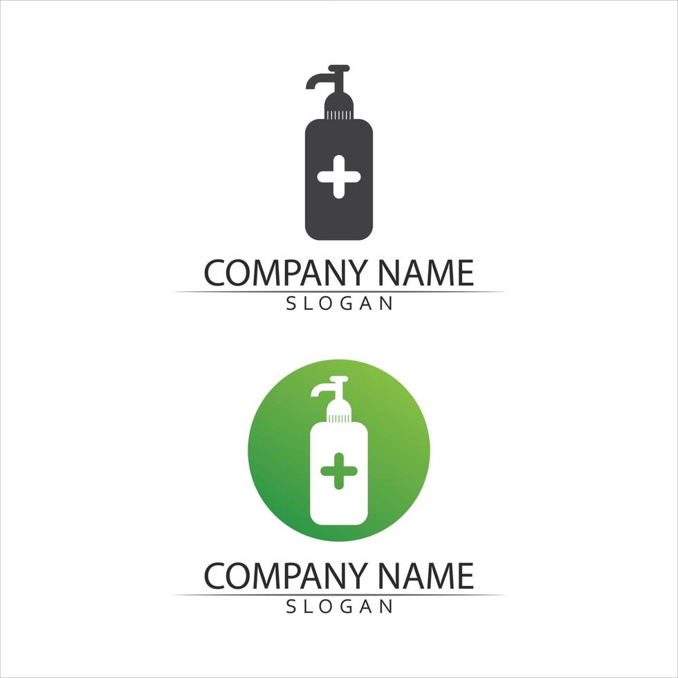 Desinfectante de manos y aplicación de iconos de plantilla de logotipo y símbolos de hospital vector