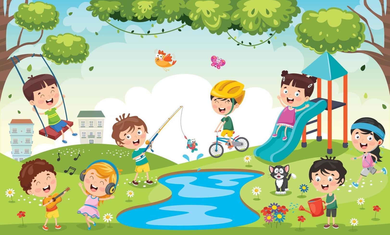 Children Playing In The Park vector