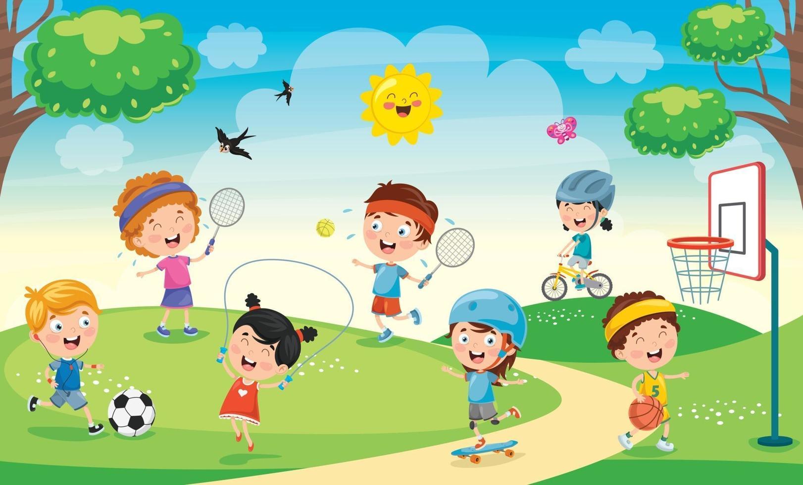 Children Playing In The Park vector