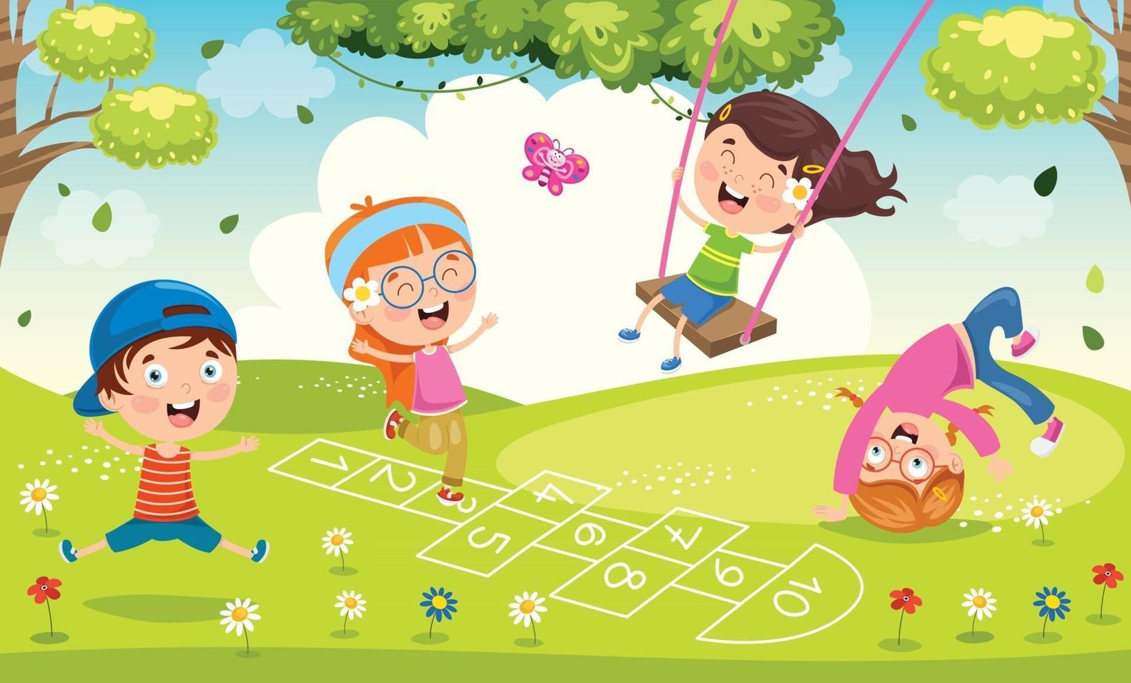 Children Playing In The Park vector