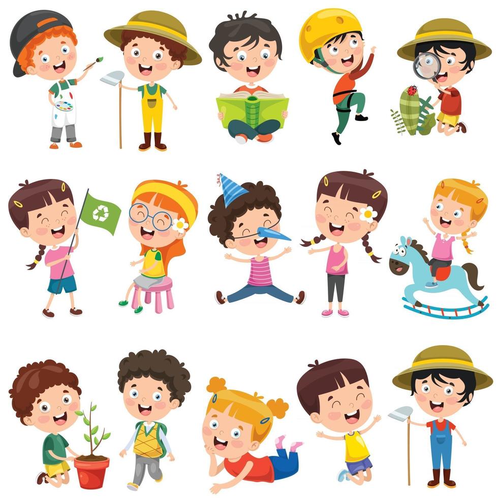 Collection Of Little Cartoon Children vector