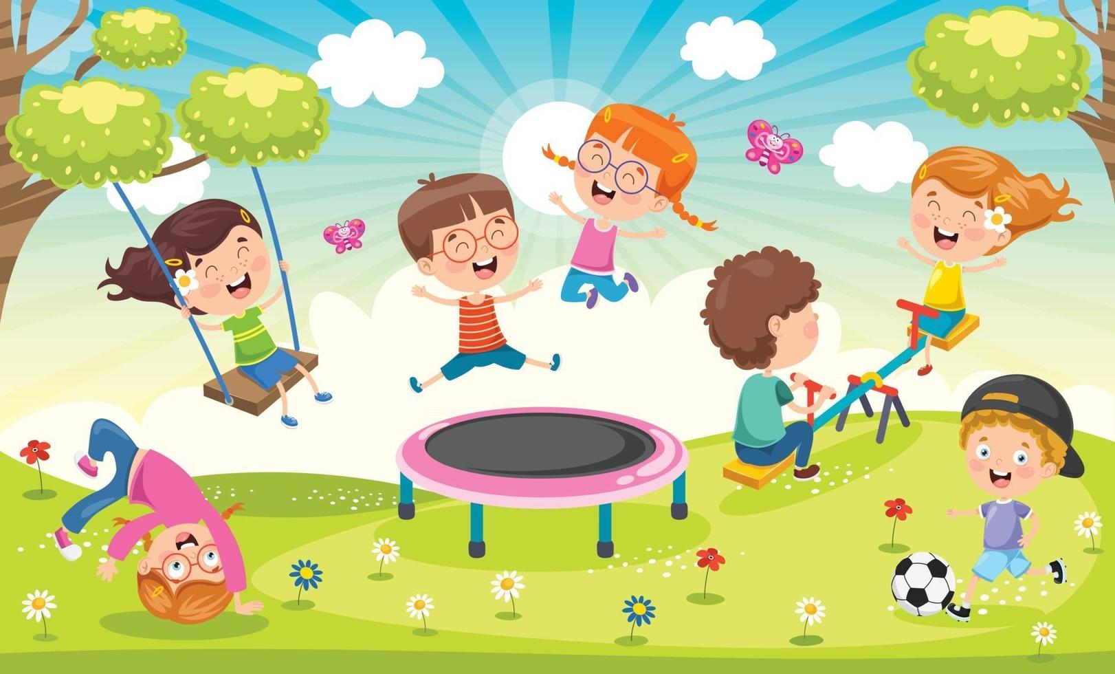 Children Playing In The Park vector