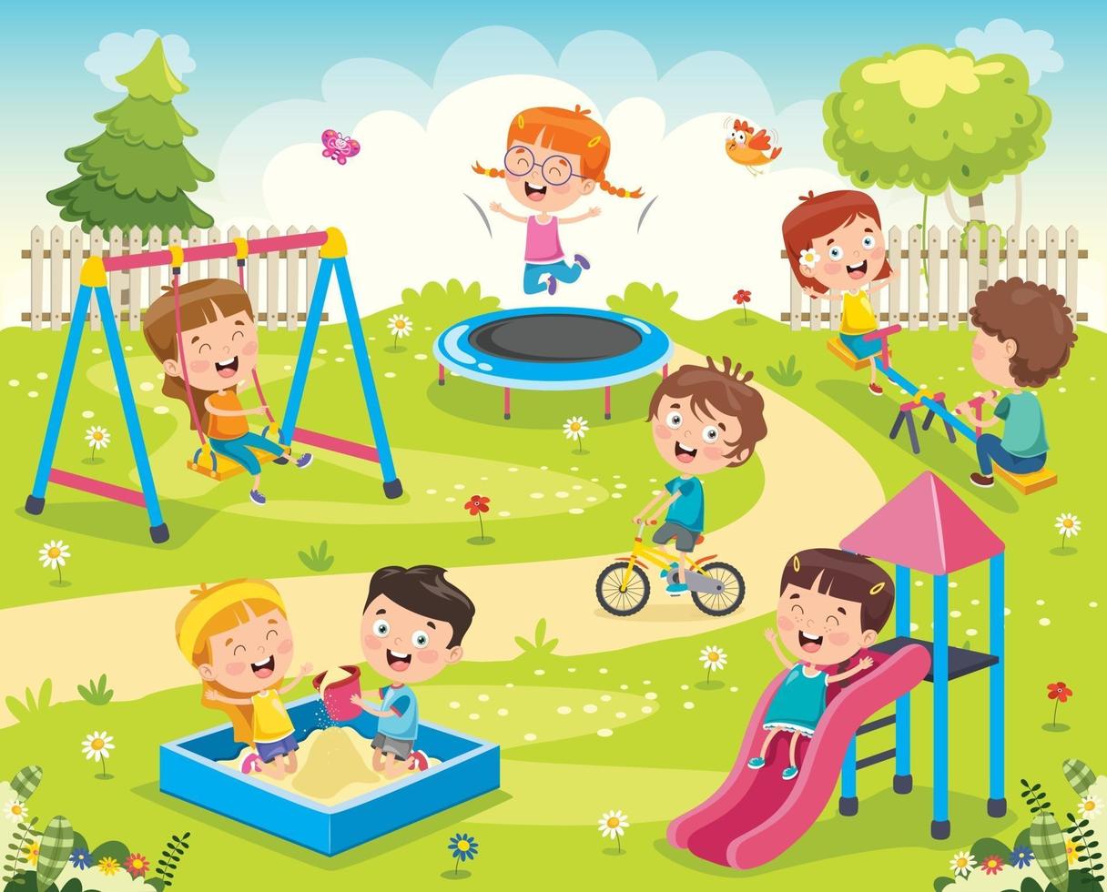 niños jugando en el parque vector